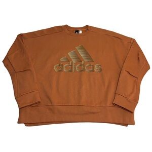 Adidas Women’s Glam ID 3 Stripes Crewneck Sweatshirt Large Drop Shoulder Copper